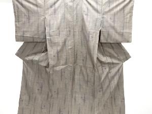 よろけ縞に鶴模様織り出し本場泥大島紬着物(7マルキ)